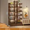 Estante pequena simples, estante de armazenamento de chão, prateleira de armazenamento de parede, estante de exibição para sala de estar/escritório, armário de armazenamento estreito ao lado da mesa