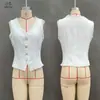 Moda Femenina Transfronteriza Diseño Europeo y Americano Chaleco Corto Francés Retro de Encaje con Cuello en V sin Mangas, Top Femenino Ajustado que Ceñe la Cintura