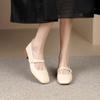 Zhike ~ Zapatos Mary Jane franceses piel suave suela blanda zapatos de guisante estilo nuevo 2024 con falda tacón grueso zapatos de abuela elegantes