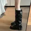 Botas Altas Estilo Británico Mujer 2026 Otoño/Invierno Nuevas Adelgazantes Suela Gruesa Caña Alta Botas Plisadas Maillard Pantalón Pierna Botas de Jinete