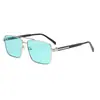 3599 Gafas de Sol Metálicas de Marco Cuadrado Pequeño con Doble Puente Gafas de Sol Comercio Electrónico Transfronterizo Exportación Amazon Uv400 Moda