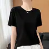 Suéter de Punto para Mujer de Algodón Puro, Manga Corta, Cuello Redondo, Color Sólido, con Costura Central Trasera, Nueva Colección Otoño/Invierno 2026