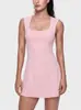 Vestido transfronteiriço com bojo, leggings, respirável e de secagem rápida, para fitness ao ar livre, esportes, corrida, saia-short de tênis anti-exposição para mulheres