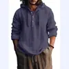 Moletom com Capuz de Algodão e Linho Manga Longa Casual Cor Sólida Tendência Hoodie Transfronteiriço Estilo Casual Levemente Maduro Casual Simples