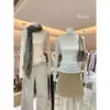 AS OFFICIAL Estilo Coreano de Otoño Estilo Perezoso Brillo Fino Falso Dos Piezas Gasa Cuello Semi Alto Manga Larga Top Mujer 29055