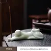 Ornamento de Cerâmica para Desktop de Gatinho Fofo, Animal de Chá Curativo Macio e Adorável, Suporte para Incenso, Queimador de Incenso, Queimador de Sândalo, Bandeja de Incenso, Arte com Incenso