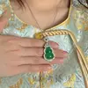 Pingente de Calcedônia Branca Banhado a Prata Incrustado Cabacinho de Gelo Ágata Verde Colar Pingente de Jade Feminino Fornecimento ao Vivo Atacado
