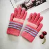 Luvas de Inverno Fofas para Crianças do Jardim de Infância, Acolchoadas e Forradas com Lã, Luvas Quentes de Tricô Jacquard Listradas para Meninos e Meninas
