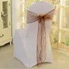 Hotel para banquetes de boda, gasa de cristal, respaldo de silla, lazo de flores, cinta de satén, funda elástica para silla, decoración, rojo vino, negro