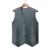 Chaleco cárdigan de punto de un solo botón para hombre de otoño e invierno, chaleco interior de lana de color liso, suéter sin mangas para hombre de negocios