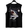 Camiseta de Algodón Puro con Estampado de Tiburón de Estilo Americano de Moda para Niños, Verano, Moda Ins, Holgada, Cuello Redondo, Sin Mangas