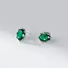Brincos Ovais com Diamante Verde em Prata de Lei S925 Nalan, Brincos Exquisitos e Simples Estilo Ins Design de Nicho M08012