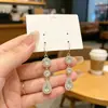 Pendientes de Cristal Verde de Lujo Estilo Coreano Nuevo para Mujer, Moda Versátil de Lujo Ligero de Nicho, Pendientes Largos