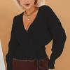 Cardigan de Tricô Sexy com Decote V e Cadarço Transfronteiriço 2025 Outono Novo Suéter Europeu e Americano Exportação Que Mostra o Corpo Jaqueta Feminina
