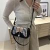 Costura francesa nicho axilas bolsa popular xadrez simples retro all-match portátil ombro crossbody pequeno quadrado bolsa