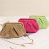 Bolso Bandolera Tejido de Paja Más Vendido Transfronterizo, Nuevo Bolso Tejido tipo Clutch Liso Plegado, Bolso de Playa para Vacaciones para Mujer