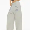 Calça de Moletom Esportiva Casual Feminina com Estampa de Letras Retro Americana Outono 2026, Calça Longa Solta de Perna Larga com Caimento