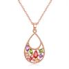 Colar com Pingente Lágrimas de Cristal Comércio Exterior Diamante Feminino Moda Europeia e Americana Joia Colar Zircônia Colorida Corrente Clavícula