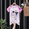 Conjunto de Pijama de Verão Novo para Meninas 2025 Manga Curta Fino Estilo Princesa Meninas Crianças Grandes Roupas de Casa Infantis para Vestuário Exterior