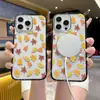 Estación Escandinava Ins Hoja de Arce Funda para Teléfono Móvil Iphone17 Acrílico Transparente Apple 16Pro Magnético 15 Anti-Caída Funda Dura
