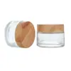 Tapa Imitación Grano de Madera Botella de Crema de Vidrio Transparente Sellada Botella para Contorno de Ojos Botella para Crema Botella Cosmética Botella para Crema Doméstica
