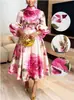 Vestido Feminino Elegante com Estampa, Manga Lanterna e Ajuste na Cintura, Venda Quente no Site Independente da Amazon, Cruzamento Europeu e Americano, 2026