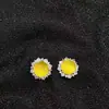 Pendientes de Plata de Ley 925 con Aguja Incrustados Cabujón de Calcedonia de Jade Helado Nuevo Estilo Chino Huevo de Paloma Pendientes Elegantes de Alta Gama