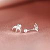 Aretes de Tuerca de Pájaro de Plata S999 Simple para Mujer Lindo Creativo para Dormir Sin Aretes de Tuerca Moda Tornillo C01148