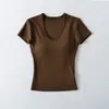 Atacado de Roupas Femininas Transfronteiriças Estilo Europeu e Americano Verão 2026 Nova Camiseta Decote V Cor Sólida Slim Fit Manga Curta Valorizadora Versátil