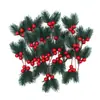 Decoraciones navideñas transfronterizas, ramas de aguja de pino artificiales y bayas de varios tamaños, decoraciones de piñas, ramas de flores de aguja de pino navideñas