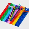 Pajilla Color Art paquete transparente de 8 colores 100 piezas/paquete pajilla plástica desechable creativa curva 6 * 260 mm
