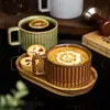 Juego Creativo Retro de Taza y Platillo para Café Cocido en Horno Cerámico con Sensación de Lujo, Taza y Cuchara para el Té de la Tarde, Juego en Caja de Regalo