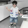 Conjunto de Chaleco de Verano para Niños 2026 Nuevo Elegante Camisa Infantil sin Mangas Pantalones Cortos de Mezclilla de Verano para Niños Modernos