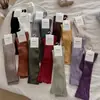 Youjiaxiu Calcetines para Mujer Otoño Invierno Nuevos Estilo Coreano Color Sólido Estilo Ins Calcetines Apilables Canalé 3D Hasta la Pantorrilla Calcetines de Algodón