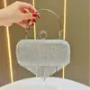Nova Bolsa de Festa Transfronteiriça, Bolsa de Mão Feminina, Bolsa de Banquete, Bolsa Clutch, Vestido, Bolsa de Festa com Franja Cravejada de Diamantes