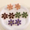 Pendientes de Flor de Rosella con Aguja de Plata 925 Estilo Francés Vintage Estilo Hong Kong Esmalte Flor Roja Pendientes de Botón Flor Pequeña Tridimensional Joyería