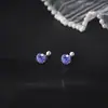 Pendientes Dopamine de Plata S999 para Mujer, Frescos y Dulces, Pendientes de Zirconia Cortada a la Rosa Coloridos, con Cierre de Rosca C01530