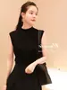 Colete Tricot Sleeveless Gola Meia-Alta Estilo Francês Hongmi Apparel para Mulheres, Nova Peça Interna Elegante Verão 2026