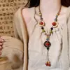 Collar de cuentas cerámicas estilo bohemio para mujer, nuevo diseño 2026, único y largo, perfecto como cadena para suéter o accesorio para el cuello