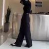 24696 Da Ai Mei Yi Yuan 2026 Nuevo Estilo Coreano Chaleco Sin Mangas de Corte Ajustado Pantalones de Pierna Ancha de Cintura Alta Atuendo Elegante Adelgazante para Mujer