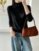 Suéter de punto para mujer con cuello semi-alto, suéter de terciopelo Andy otoño/invierno corte ajustado, suéter suave y acogedor, capa base elegante con cuello camisero