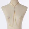 Nuevo parche de pecho de estrella de cinco puntas de pedrería parche de pecho de metal unido cadena corporal para el cuello parche de luz sexy anti-caminar cadena de pecho