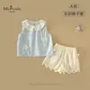 Conjunto de Verano Estilo Nuevo para Bebés Niñas Clase A Xiafan: Conjunto de Dos Piezas Transpirable con Top sin Mangas de Lunares y Shorts