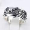 Anillo de plata tailandesa moderno personalizado con escrituras de la corte chapado en plata tailandesa Anillo de seis palabras negras mantra anillo vintage sánscrito giratorio para hombre