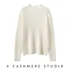Nueva camiseta base de punto 100% cachemira pura para otoño e invierno, suéter de color liso a la moda, estilo casual simple y elegante para mujer