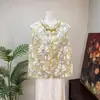 Colete Elegante Zhi Li Estilo Pintura a Óleo Primavera 2026 Novo Colete Sem Manga Estilo Chinês Elegante com Fechamento de Botão