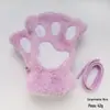 Luvas de garra de gato de inverno luvas fofas de desenho animado de menina gata de inverno com dedos abertos luvas com forro de fleece luvas grossas de pata de urso de meio dedo