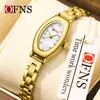 Reloj de Mujer Ofns Más Vendido de Alto Valor, Elegante Reloj de Cuarzo Ovalado Retro para Mujer con Esfera de Nácar, Pequeño Reloj Verde Impermeable