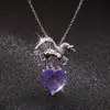 Collar Colgante Longrui Transfronterizo Nuevo Unicornio Doce Piedras de Nacimiento Corazón de Melocotón Incrustado con Collar de Piedras de Colores