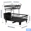 Escurridor de Platos de Cocina, Estante de Almacenamiento de Platos, Escurridor Multifuncional para Platos y Palillos del Hogar, Caja de Almacenamiento de Vajilla de Doble Capa